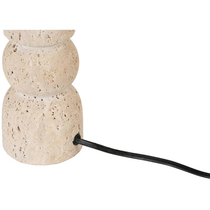 Paros Travertine / Natural Marble Base And Cotton Shade Table Lamp