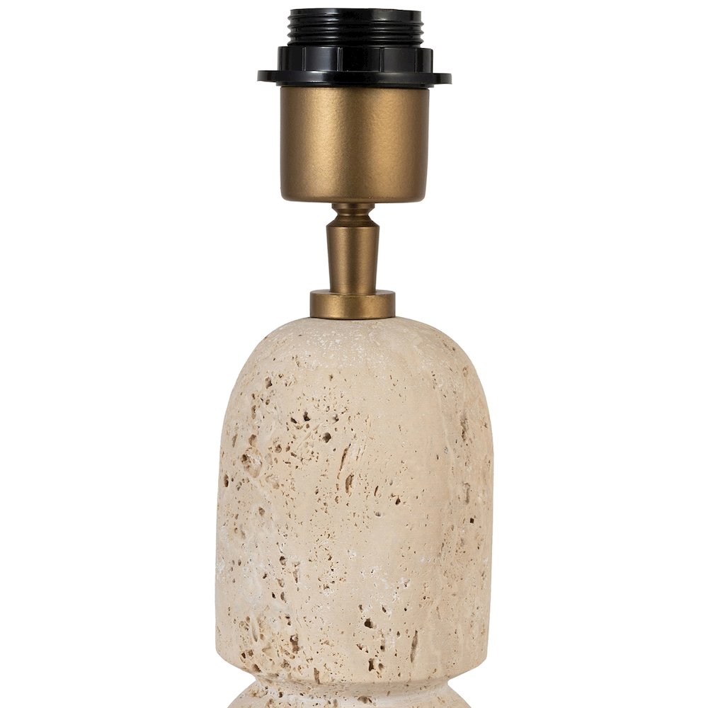 Paros Travertine / Natural Marble Base And Cotton Shade Table Lamp