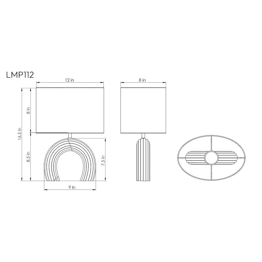 Lithos Black / Off White Genuine Marble Base And Cotton Shade Table Lamp