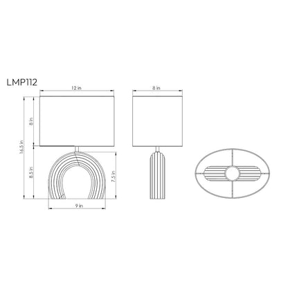 Lithos Black / Off White Genuine Marble Base And Cotton Shade Table Lamp