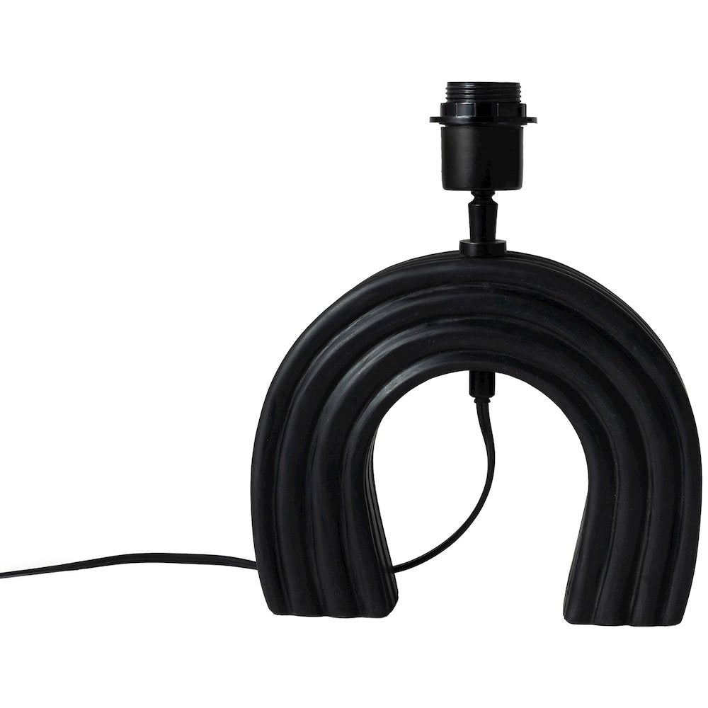 Lithos Black / Off White Genuine Marble Base And Cotton Shade Table Lamp