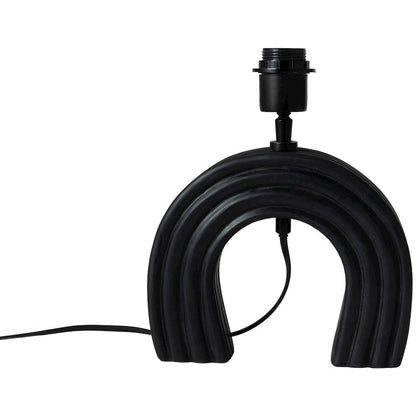Lithos Black / Off White Genuine Marble Base And Cotton Shade Table Lamp