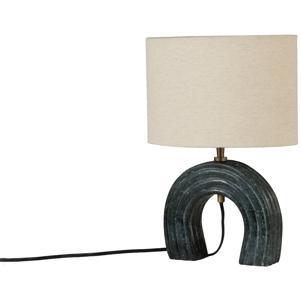 Lithos Green / Off White Genuine Marble Base And Cotton Shade Table Lamp