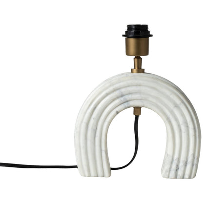 Lithos White / Off White Genuine Marble Base And Cotton Shade Table Lamp