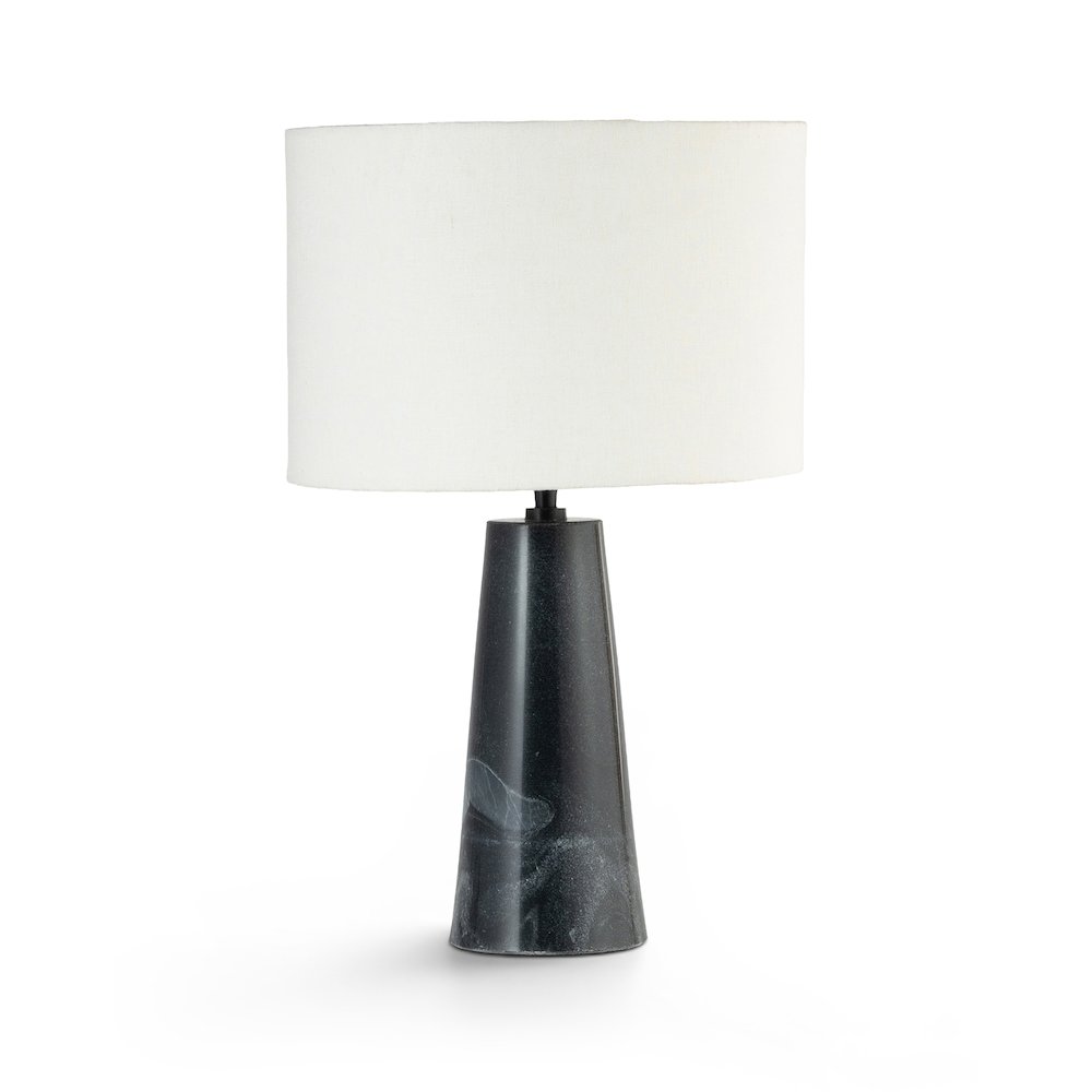 Dolomia Black / Off White Genuine Marble Base And Cotton Shade Table Lamp