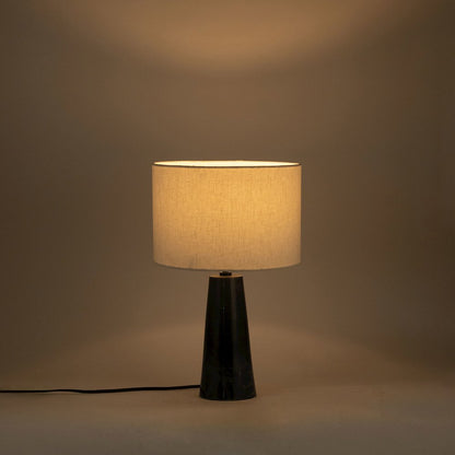 Dolomia Black / Off White Genuine Marble Base And Cotton Shade Table Lamp