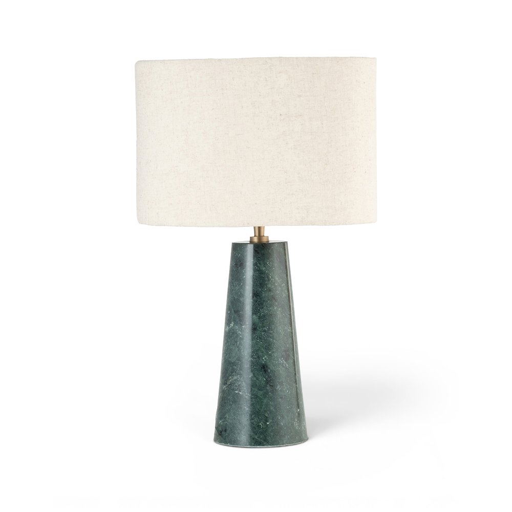 Dolomia Green / Off White Genuine Marble Base And Cotton Shade Table Lamp