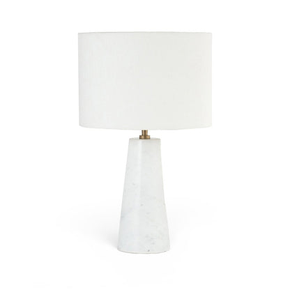 Dolomia White / Off White Genuine Marble Base And Cotton Shade Table Lamp