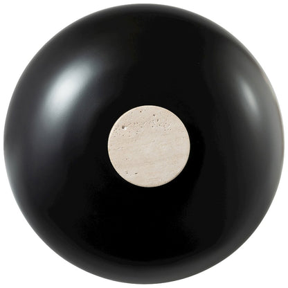 Arcadia Travertine / Black Travertine Base And Iron Shade Table Lamp