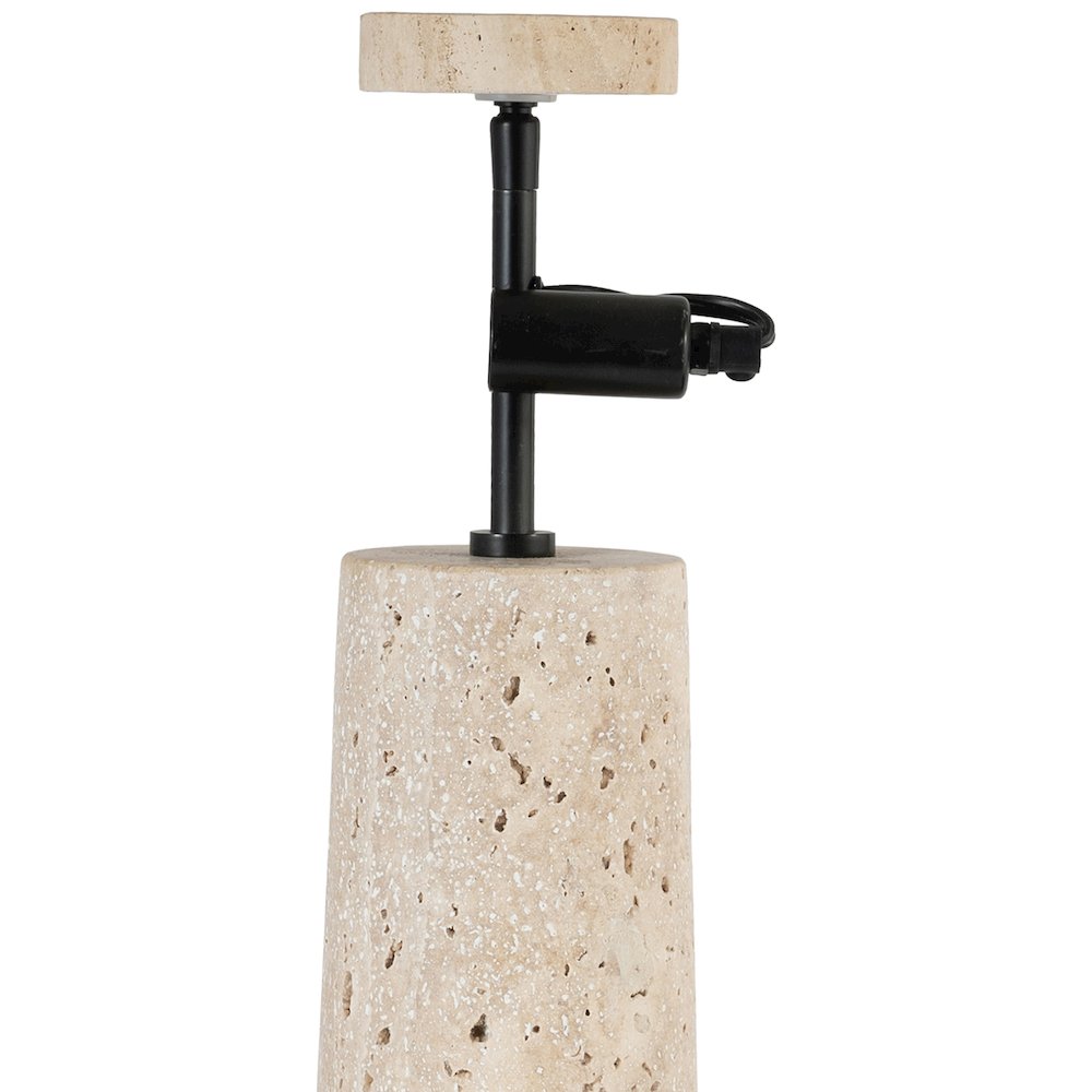 Arcadia Travertine / Black Travertine Base And Iron Shade Table Lamp