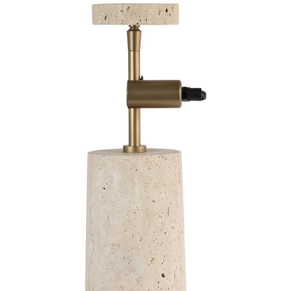 Arcadia Travertine / Gold Travertine Base And Iron Shade Table Lamp