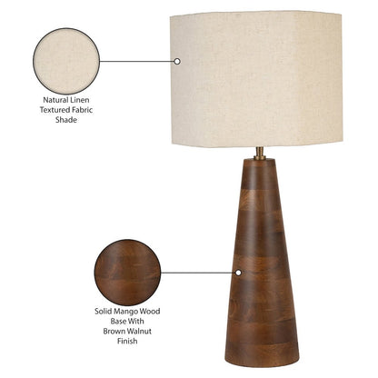 Juniper Brown / Natural Mango Wood Base And Linen Shade Table Lamp
