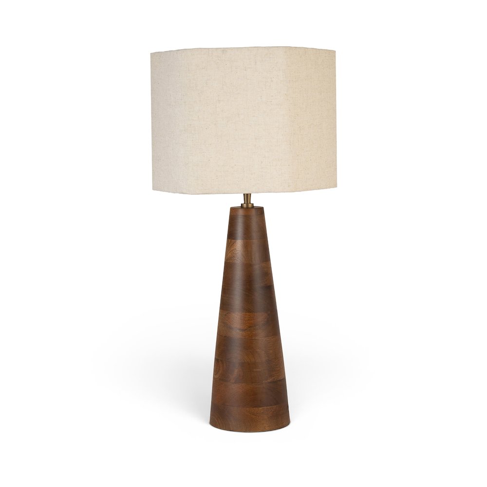 Juniper Brown / Natural Mango Wood Base And Linen Shade Table Lamp