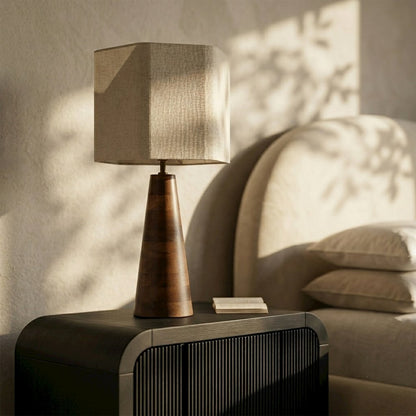 Juniper Brown / Natural Mango Wood Base And Linen Shade Table Lamp