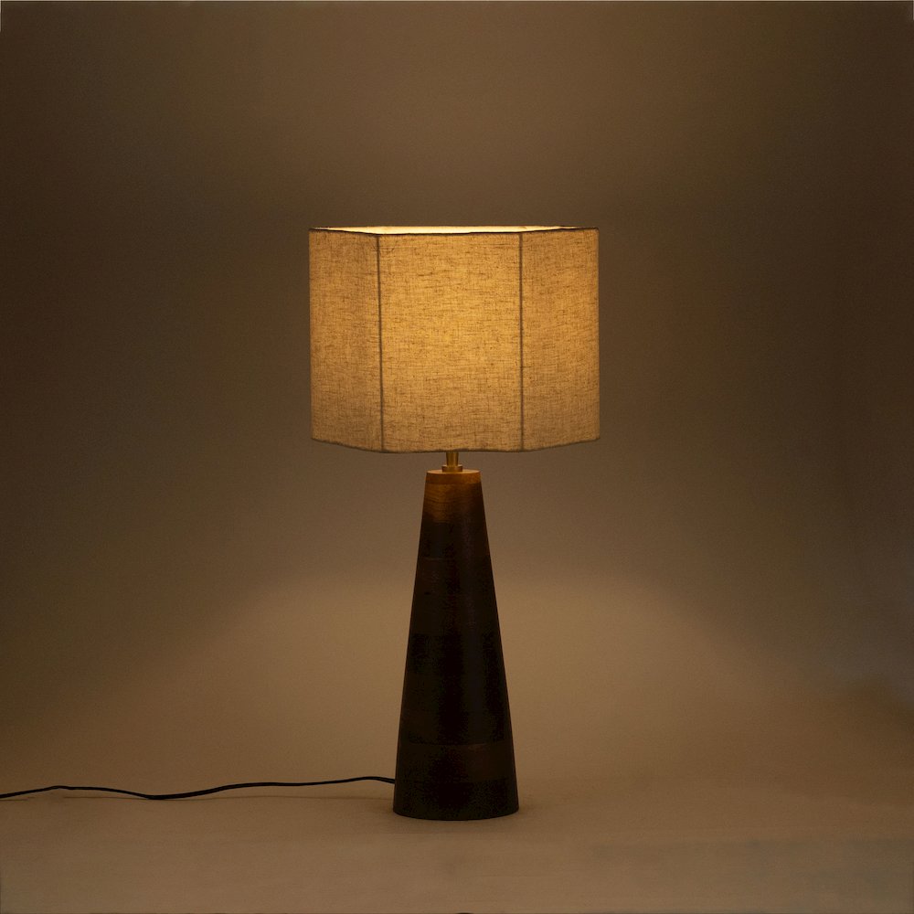 Juniper Brown / Natural Mango Wood Base And Linen Shade Table Lamp