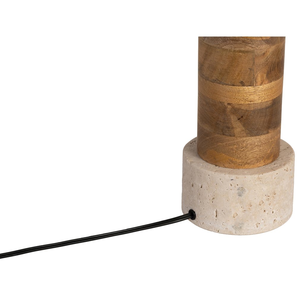 Orenda Travertine / Natural Mango Wood Base And Linen Shade Table Lamp