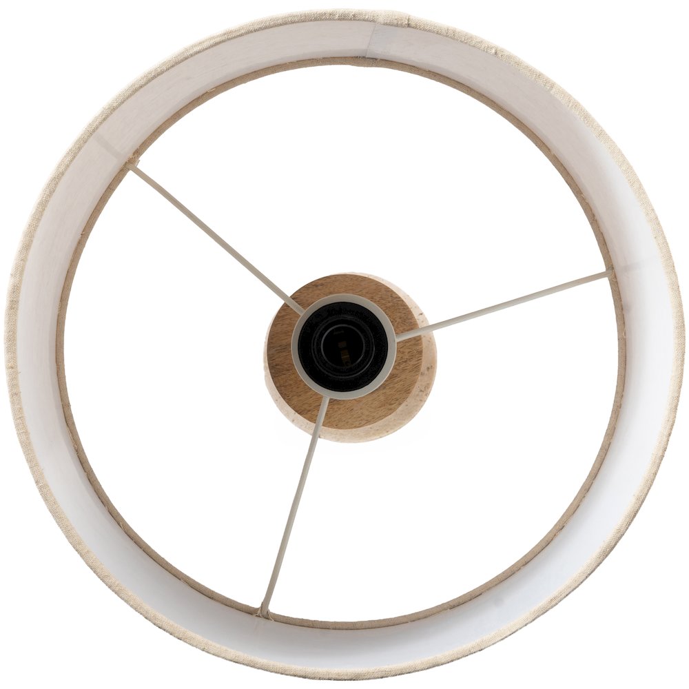 Orenda Travertine / Natural Mango Wood Base And Linen Shade Table Lamp