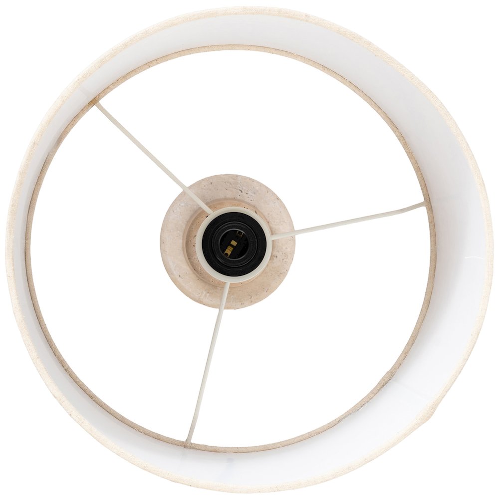 Palea Travertine / Natural Mango Wood Base And Linen Shade Table Lamp