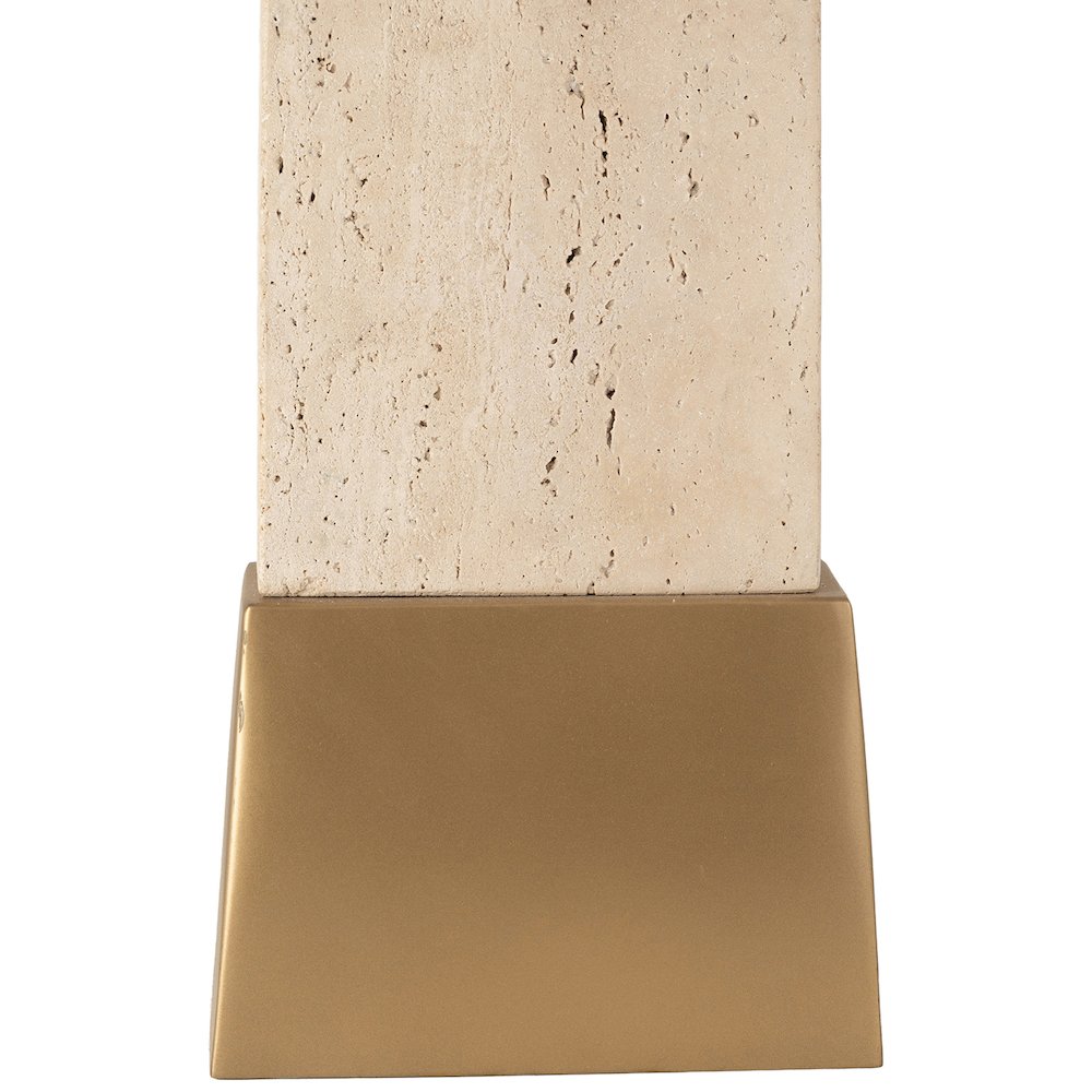 Vellara Travertine / Beige / Gold Travertine Base And Linen Shade Table Lamp