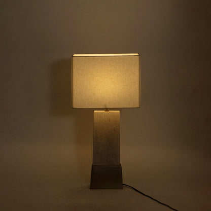 Vellara Travertine / Beige / Gold Travertine Base And Linen Shade Table Lamp