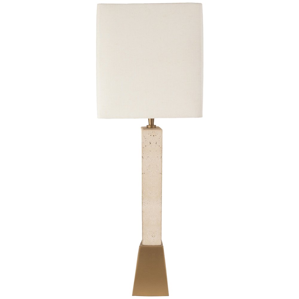 Vellara Travertine / Beige / Gold Travertine Base And Linen Shade Table Lamp