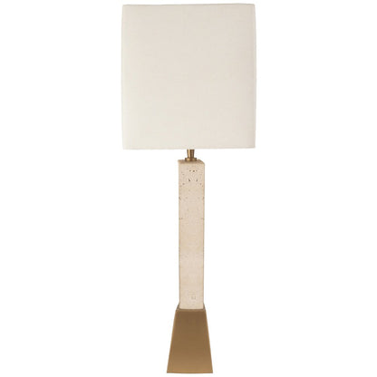 Vellara Travertine / Beige / Gold Travertine Base And Linen Shade Table Lamp