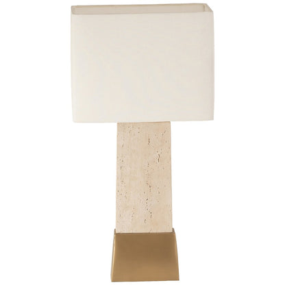 Vellara Travertine / Beige / Gold Travertine Base And Linen Shade Table Lamp
