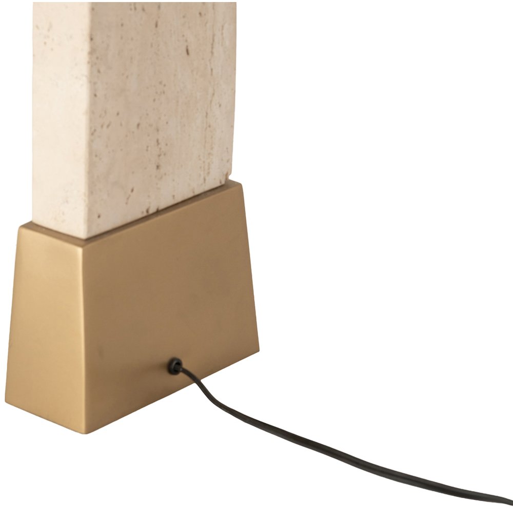 Vellara Travertine / Beige / Gold Travertine Base And Linen Shade Table Lamp