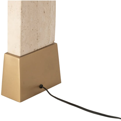 Vellara Travertine / Beige / Gold Travertine Base And Linen Shade Table Lamp