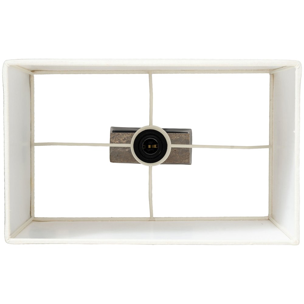 Vellara Grey / Beige / Black Travertine Base And Linen Shade Table Lamp