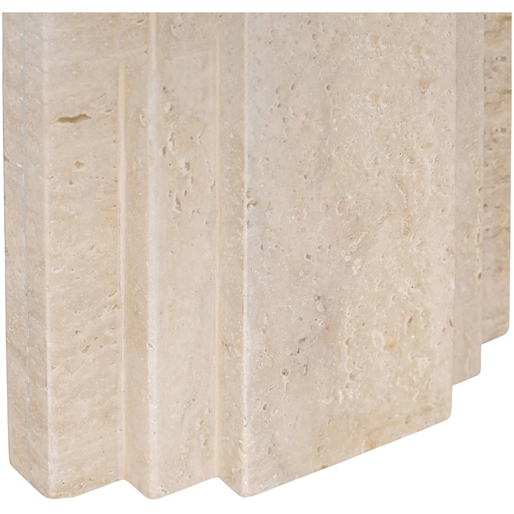 Caldera Beige Travertine, Linen Textured Fabric And Brass Table Lamp