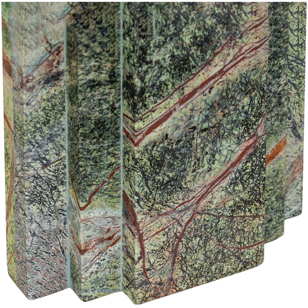 Caldera Forest Green / Beige Marble And Linen Textured Fabric Table Lamp