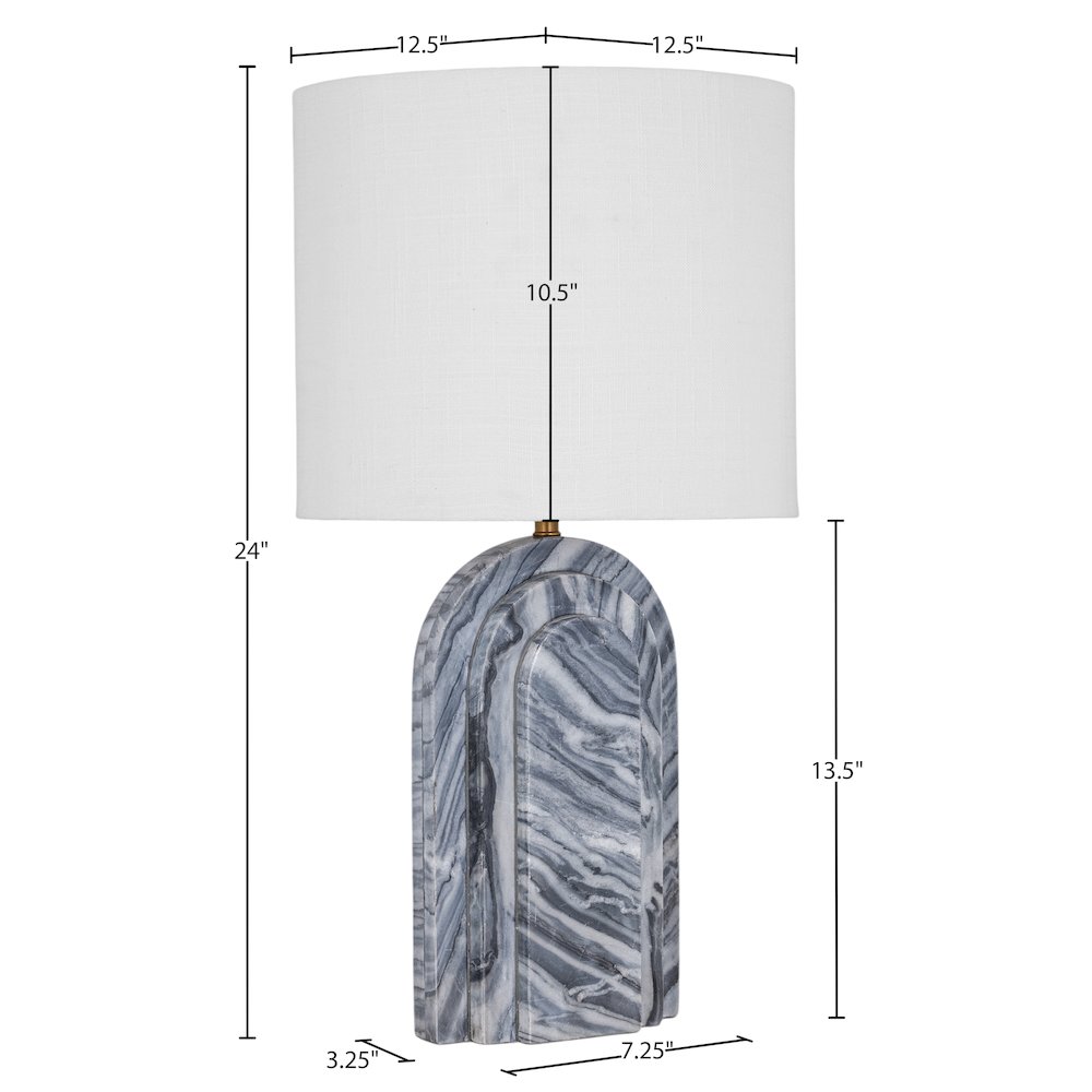 Caldera Grey / Black / Beige Marble And Linen Textured Fabric Table Lamp