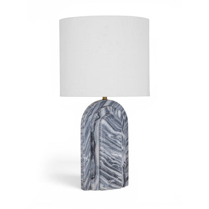 Caldera Grey / Black / Beige Marble And Linen Textured Fabric Table Lamp