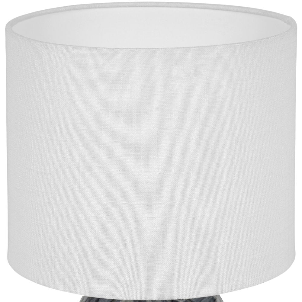Caldera Grey / Black / Beige Marble And Linen Textured Fabric Table Lamp