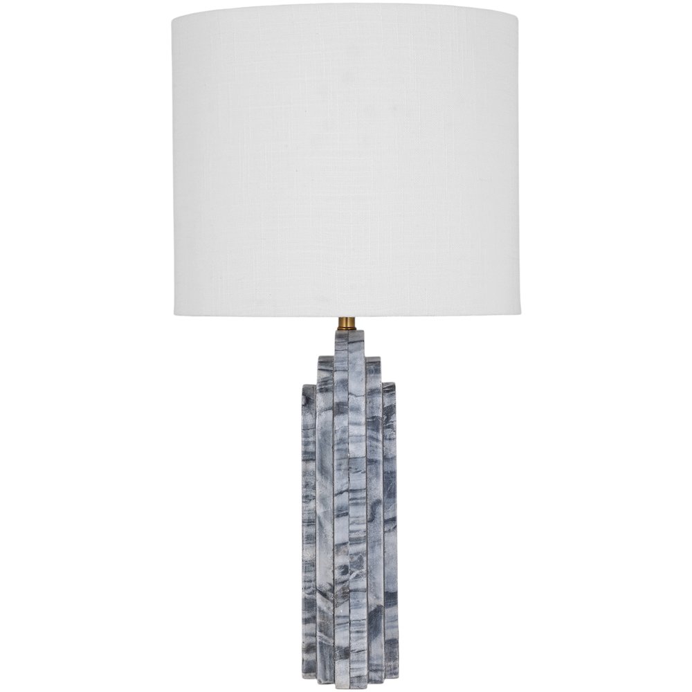 Caldera Grey / Black / Beige Marble And Linen Textured Fabric Table Lamp