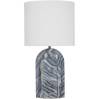 Caldera Grey / Black / Beige Marble And Linen Textured Fabric Table Lamp