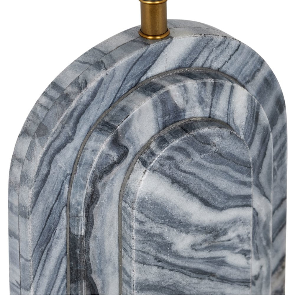 Caldera Grey / Black / Beige Marble And Linen Textured Fabric Table Lamp