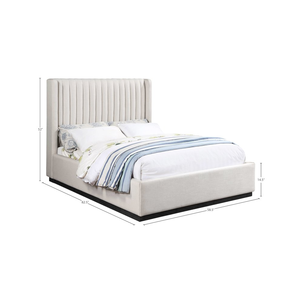 Logan Beige Linen Textured Fabric Full Bed