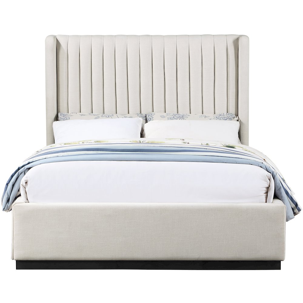 Logan Beige Linen Textured Fabric Full Bed