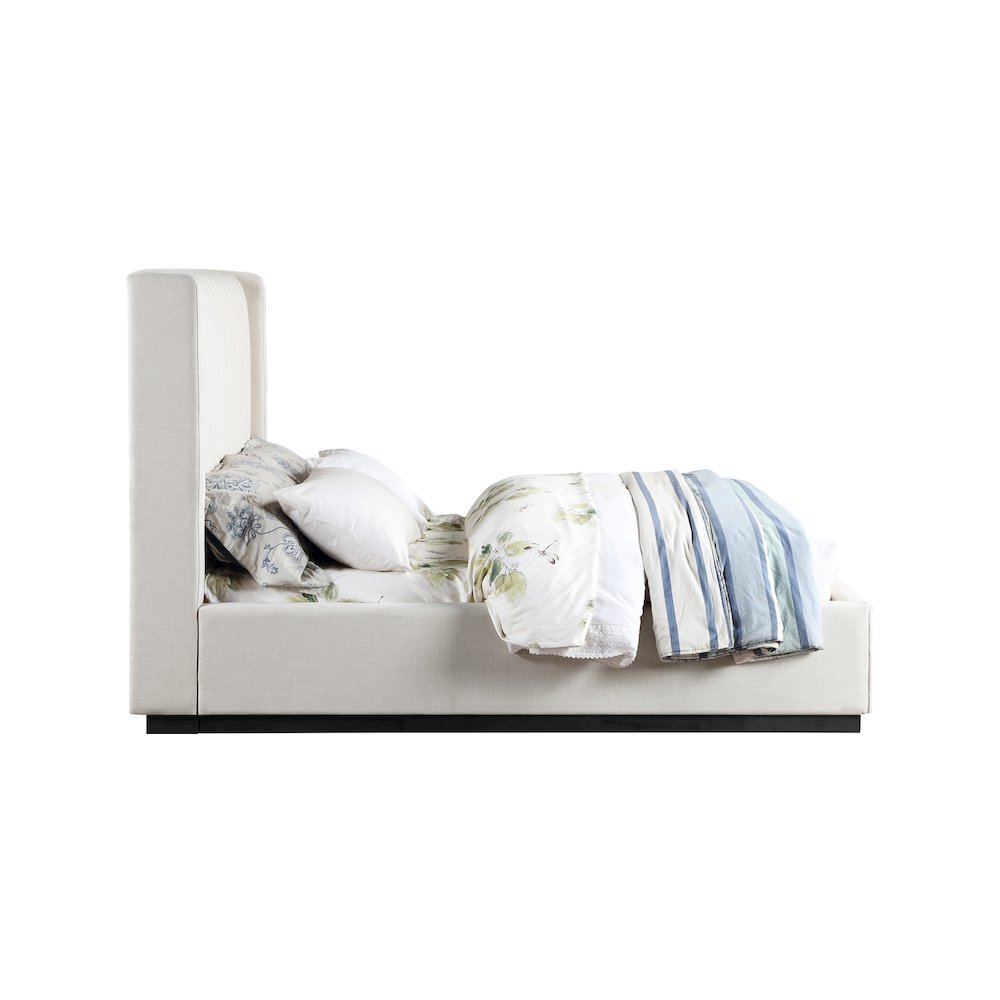 Logan Beige Linen Textured Fabric Full Bed