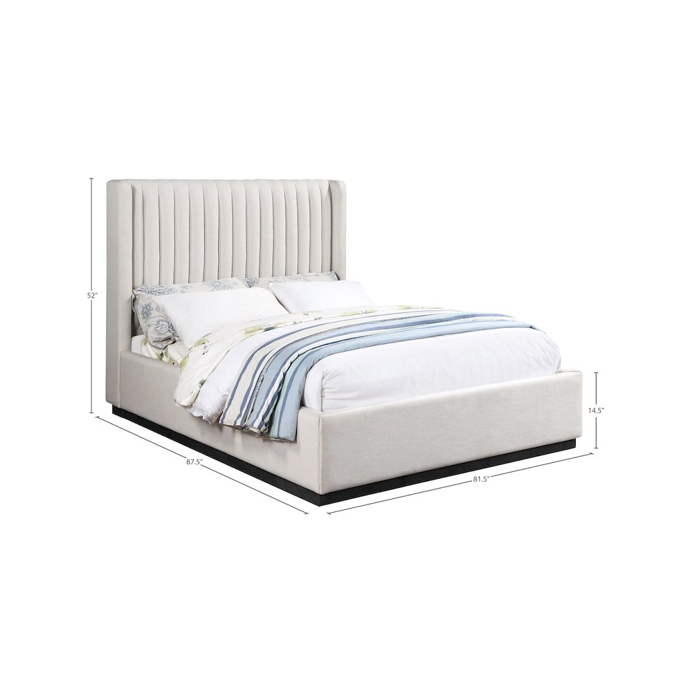 Logan Beige Linen Textured Fabric King Bed
