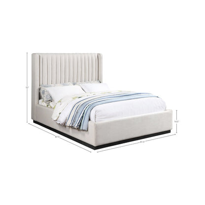 Logan Beige Linen Textured Fabric King Bed