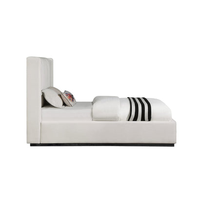 Logan Beige Linen Textured Fabric Twin Bed