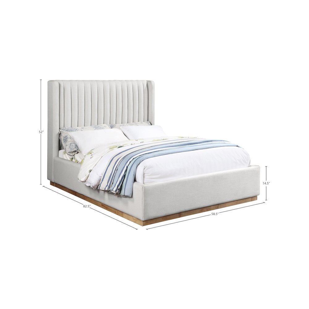 Logan Cream Linen Textured Fabric Full Bed
