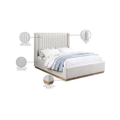 Logan Cream Linen Textured Fabric Full Bed