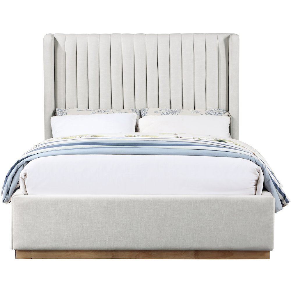 Logan Cream Linen Textured Fabric Full Bed