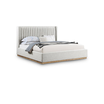 Logan Cream Linen Textured Fabric King Bed