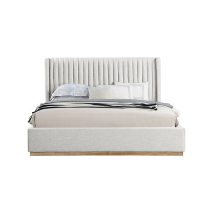 Logan Cream Linen Textured Fabric King Bed