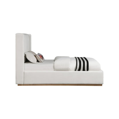 Logan Cream Linen Textured Fabric Twin Bed